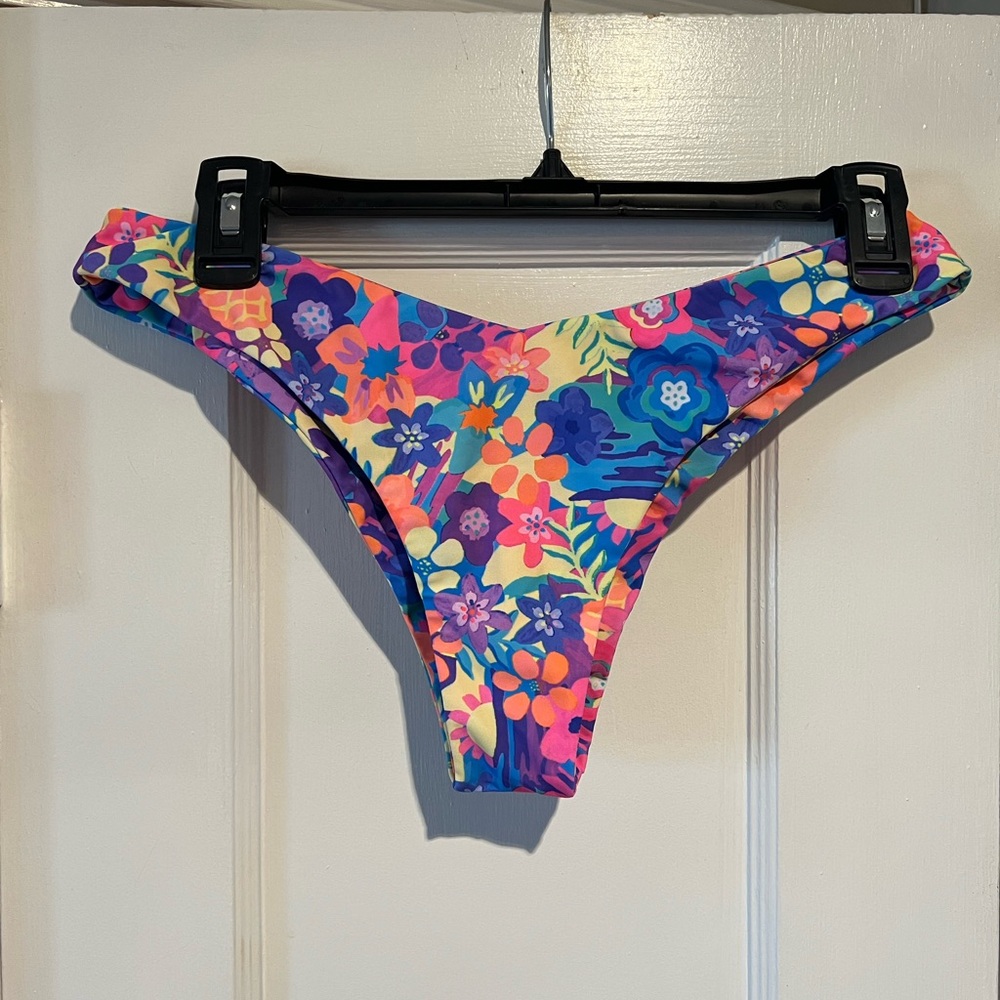 Kulani Kinis  Multicolor Floral Bikini (top and bottom) in Purple, Blue and Pink